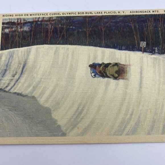 Vintage Lake Placid NY Postcard Olympic Bob Run Whiteface Curve 1930s Adirondack - Picture 4 of 7